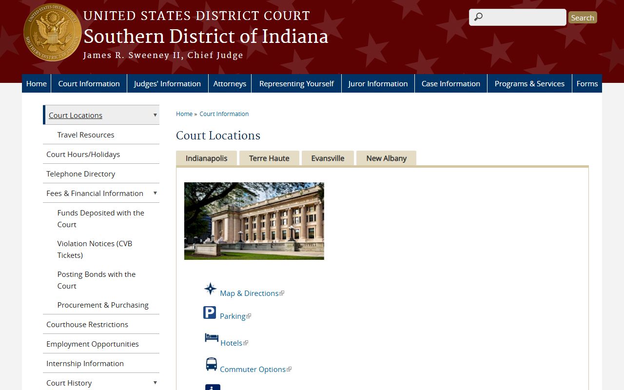 Hendricks County federal district court location in Southern District of Indiana