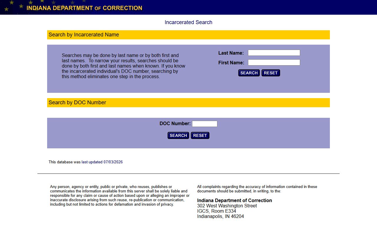 Hendricks County warrant records and Indiana DOC offender locator distinction