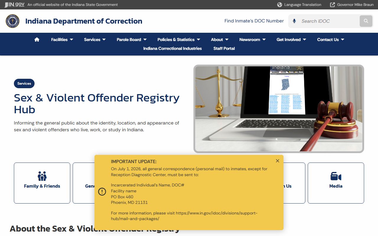 Hendricks County warrant records and Indiana offender registry source