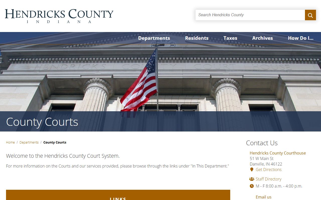 Hendricks County court records courts page