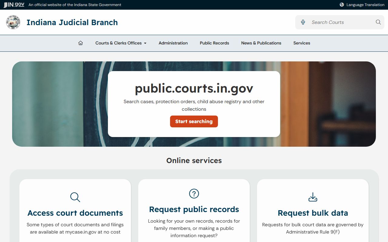 Hendricks County court records Indiana public records page