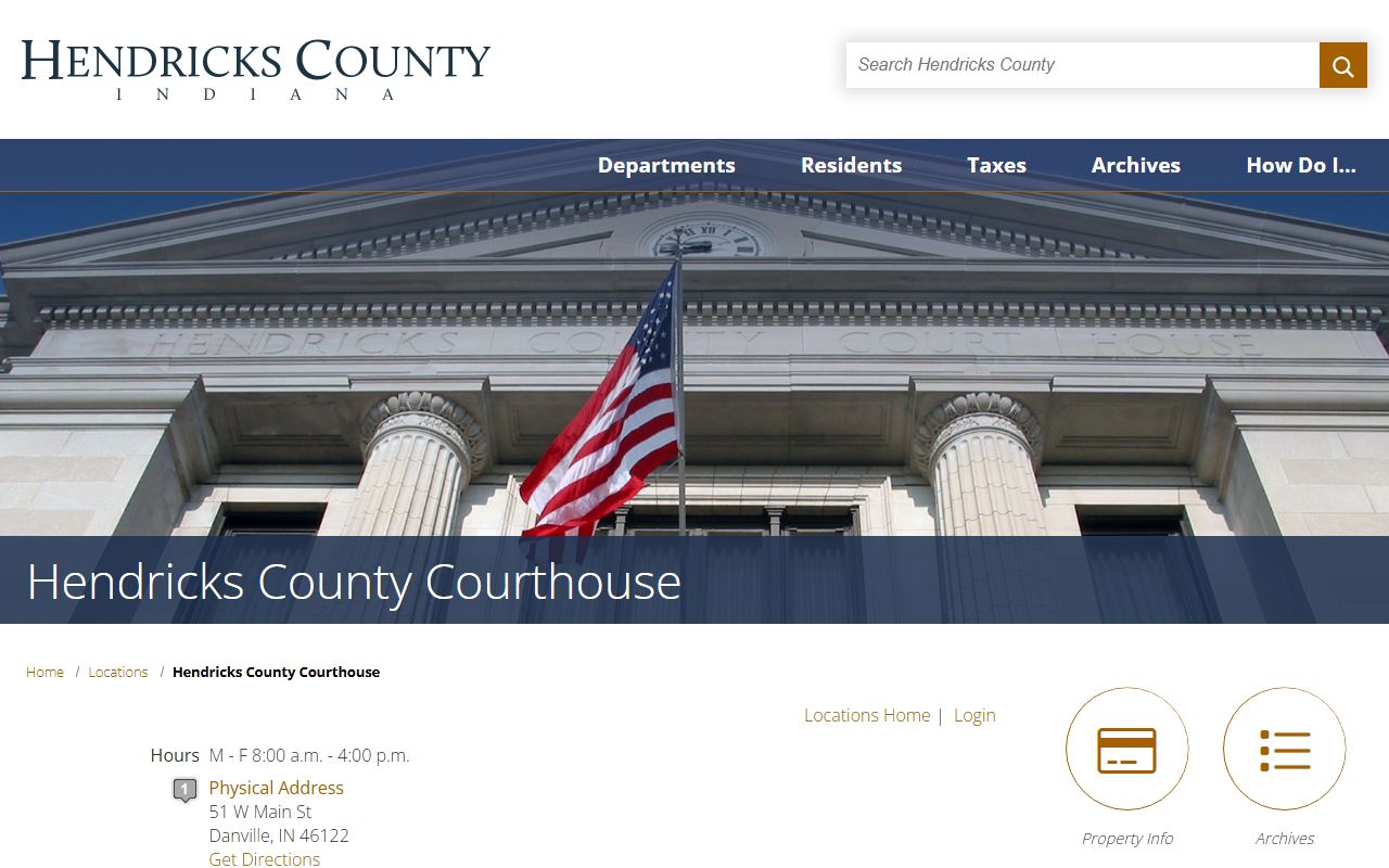 Hendricks County court records courthouse facility page